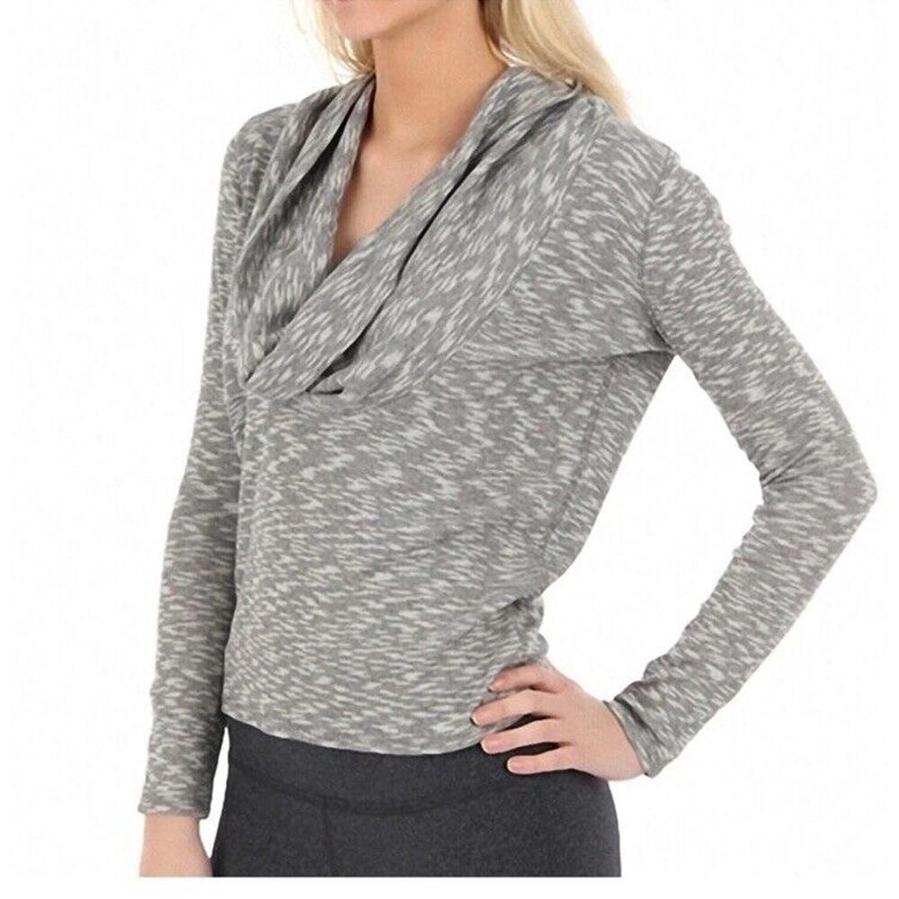 ALO Yoga Women's Gray Marled Long Sleeve Draped Neck Top